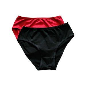 Women's Teen 2 Pair Bikini Panties Size Large Stretch Red Black MR15-p